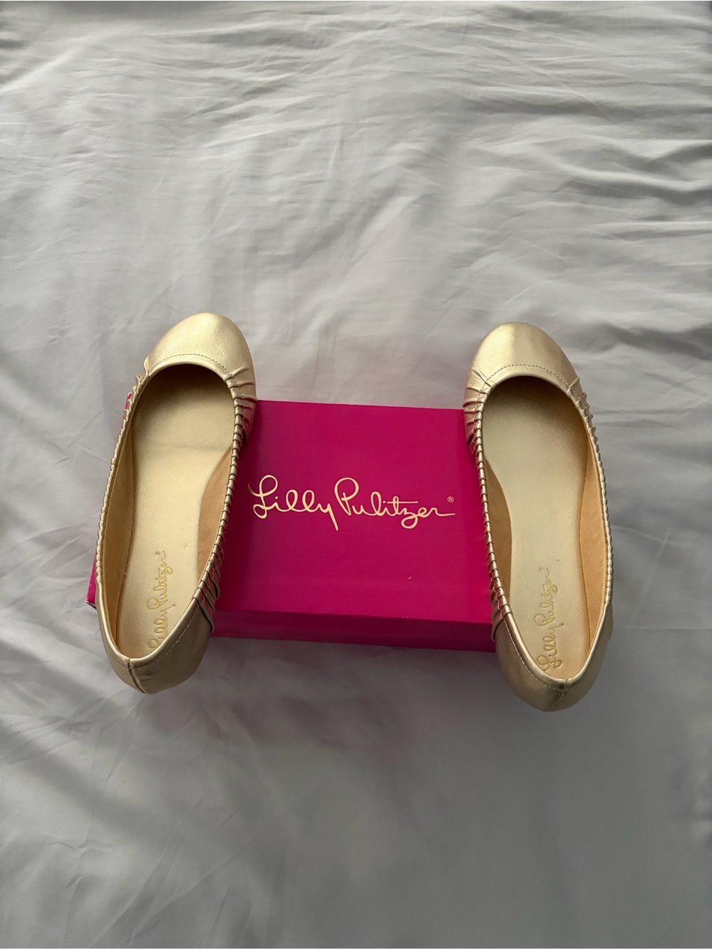 Lilly Pulitzer Metallic Gold Ballet Flats